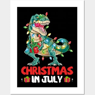 Christmas In July Boys Toddler T Rex Dinosaur Posters and Art